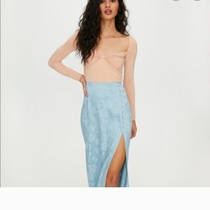 Aritzia Pink Ruched Long Sleeve Blouse